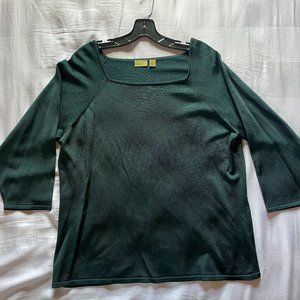 2X green Caslon low neck sweater
